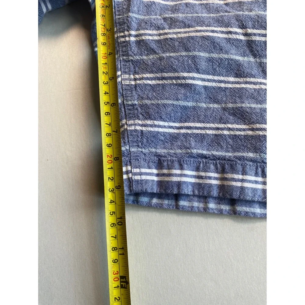J. Crew Mens Blue White Striped Linen Cotton Blend Shorts Size 34 Style 53540